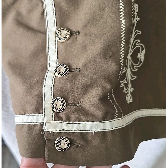 Landhaus Lederhosen German Swim Trunks Brown Size L Paisley Design Button Accent - Picture 5 of 16